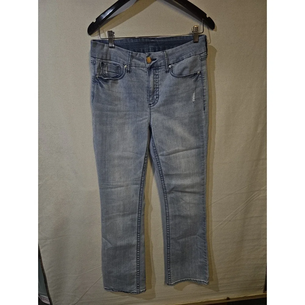 Seven7 Jeans Womens 8 Light Blue Wash Distressed Stretch Denim‎ Bootcut Bohemian